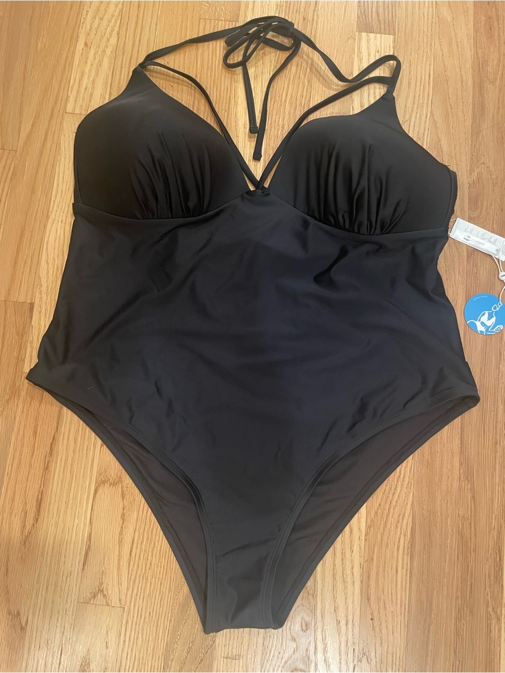 Cupshe Black Halter One-Piece Swimsuit with Molded Cups